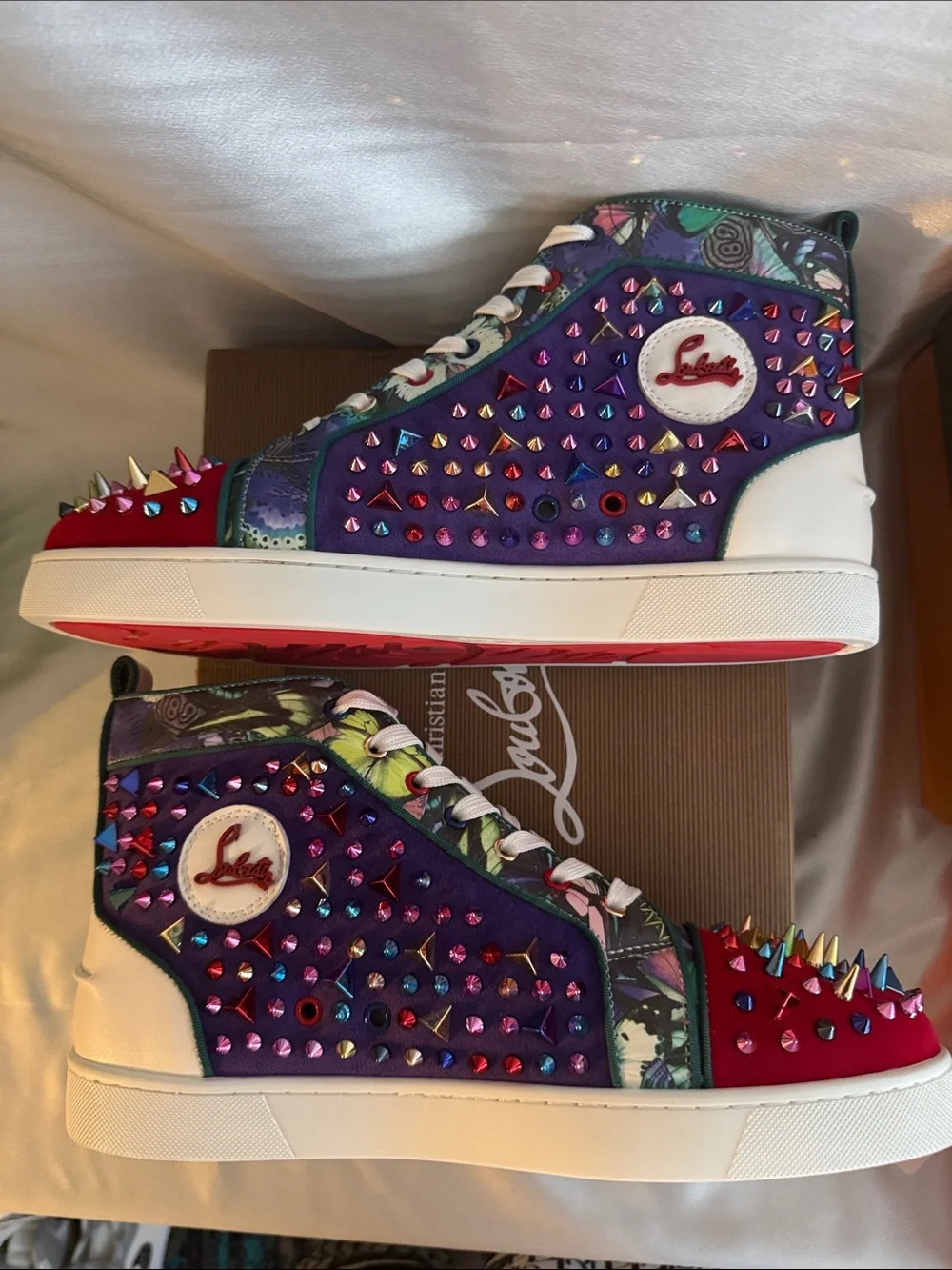 New! Christian Louboutin Louis Pik Pik Orlato high-top sneakers/ “Red Bottoms”